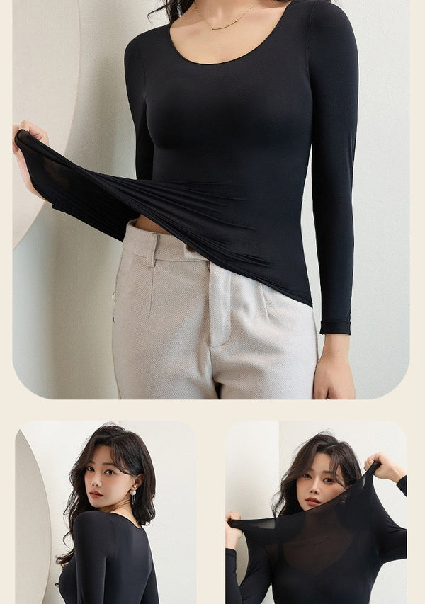 Heating Thermal UnderwearProduct information: Fabric name: Nylon Color: black, black-pants, skin color, skin color-pants Layer: Single layer Jacket style: undershirt/coat/undershirt Size: L Women's Self Heating Thermal Underwear