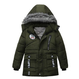 Fashion Boys Thicken Letter Print Hooded Cotton Jacket